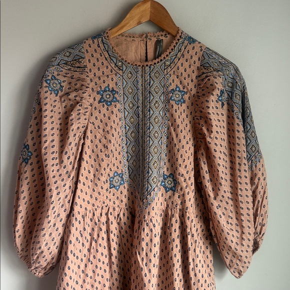 By Anthropologie Embroidered Tunic Mini Dress Medium - Picture 6 of 11